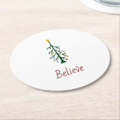 Glauben Sie modernen Weihnachten Evergreen Tree Runder Pappuntersetzer (Angewinkelt)