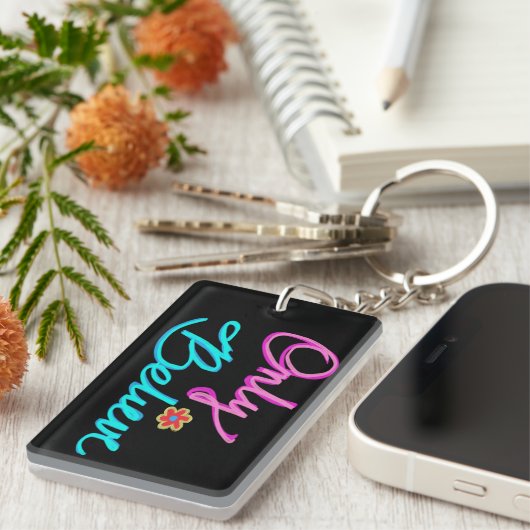 Glauben Sie nur inspirierendes Zitat auf schwarz Schlüsselanhänger (Vorderseite rechts)