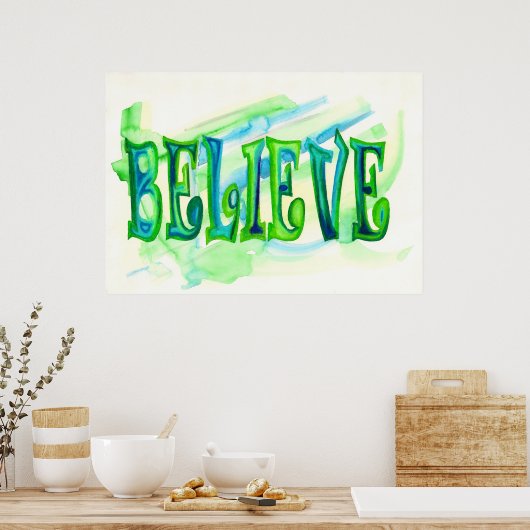 Glauben Sie Öl Pastel Aquarelle Poster (Küche)