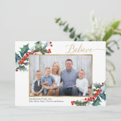 Glauben Sie rote Heilige Beeren und Goldfotokarte (Stehend Vorderseite)