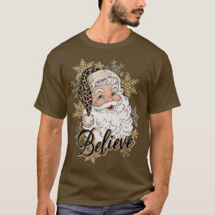 Glauben Sie Santa und Schnee Leopard Hat frohe Wei T-Shirt