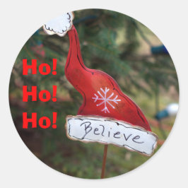 Glauben Sie Santa's Red White Hat Runder Aufkleber