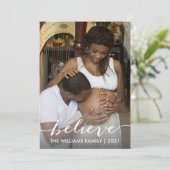 Glauben Sie Script Weihnachten Familie Urlaub Foto (Stehend Vorderseite)