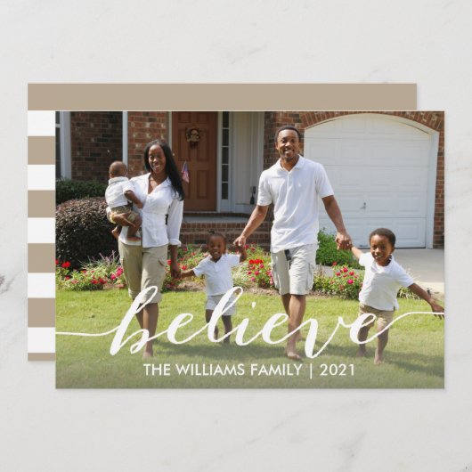 Glauben Sie Script Weihnachten Familie Urlaub Foto (Vorne/Hinten)