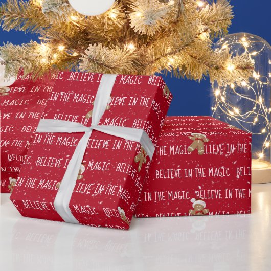 GLAUBEN SIE SICH IM MAIC-Text auf Rot Geschenkpapier (Feiertage)