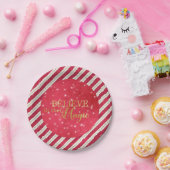 GLAUBEN SIE SICH im Zauberrot und Gold Glitzer Str Pappteller (Party)