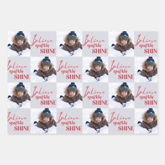 Glauben Sie Sparkle Shine Square Fotos Set von 3 Geschenkpapier Set (Vorderseite 2)