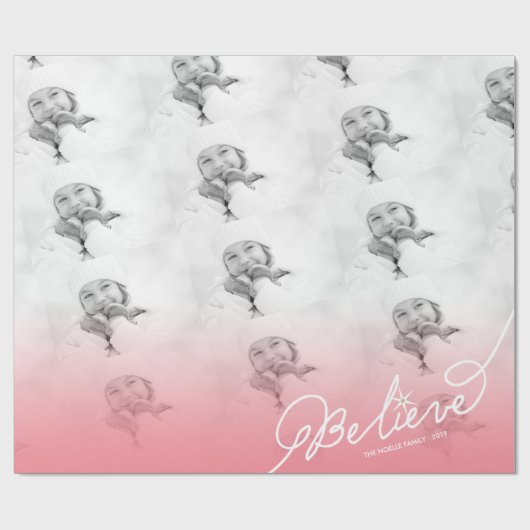 Glauben Sie Stern rosa Ombre Geschenkpapier (Flach)