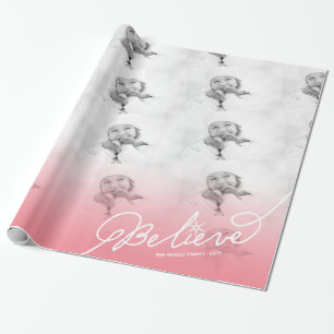 Glauben Sie Stern rosa Ombre Geschenkpapier