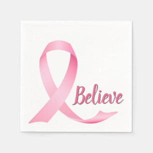 Glauben Sie Text Pink Ribbon Brustkrebs Bewusstsei Serviette
