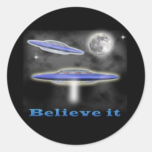 Glauben Sie, UFO-Getriebe Runder Aufkleber (Vorderseite)