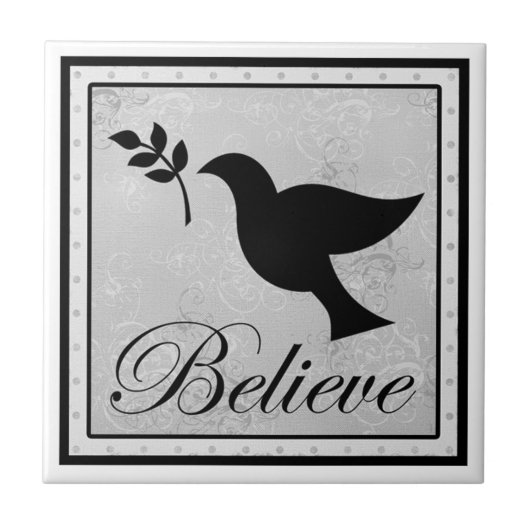Glauben Sie und friedliche Taube Fliese (Vorderseite)