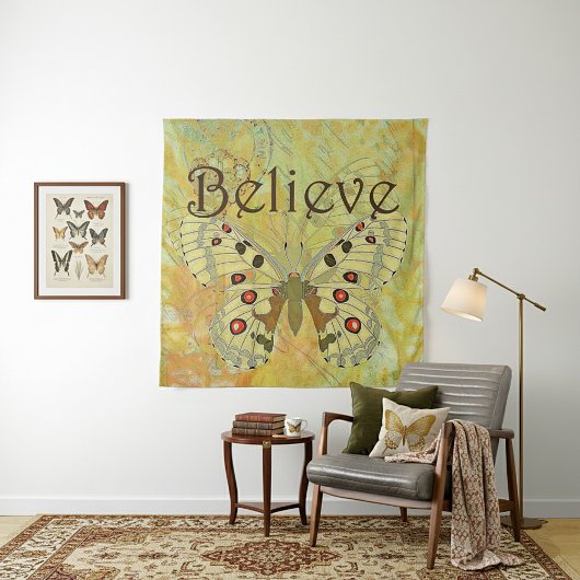 Glauben Sie Vintagen Schmetterling Wandteppich