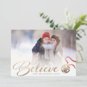 Glauben Sie WeihnachtsFoto-Karte Feiertagskarte (Stehend Vorderseite)