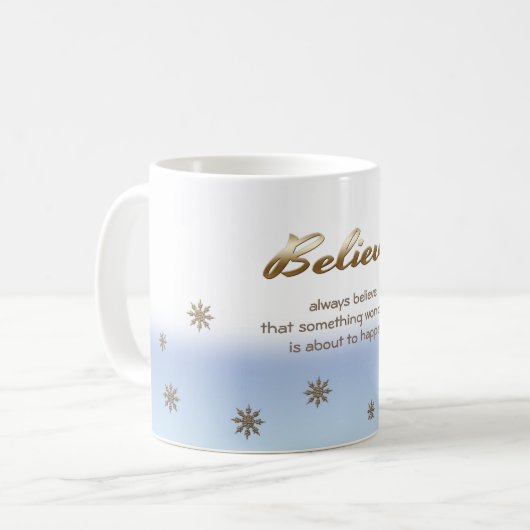 Glauben Sie. Weihnachtsgeschenk Kaffeetasse (Vorderseite Links)