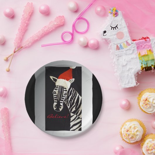 Glauben Sie! WeihnachtsZebra mit roter Pappteller (Party)