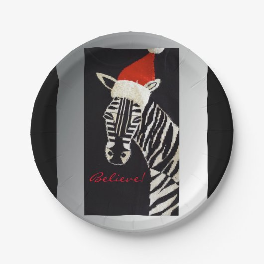 Glauben Sie! WeihnachtsZebra mit roter Pappteller (Vorderseite)