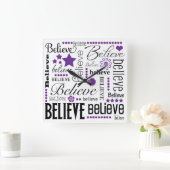 Glauben Sie Word Art Text Design Quadratische Wanduhr (Zuhause)