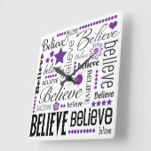 Glauben Sie Word Art Text Design Quadratische Wanduhr (Winkel)