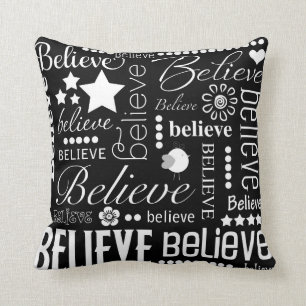 Glauben Sie Wort-Kunst-Text-Entwurf Kissen