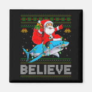 Glauben Sie Xmas Lustiger Weihnachtsmann Reitet Ha Magnet