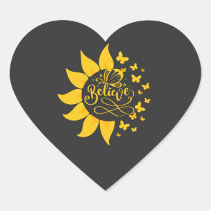 glauben Sonnenblumen Frühling glücklicher T - Shir Herz-Aufkleber