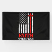 Glauben über Angst Cooles Christliches Flag Cross Banner (Horizontal)