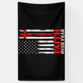 Glauben über Angst Cooles Christliches Flag Cross Banner (Vertikal)