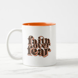 Glauben über Angst Moderne Retro Christliche Inspi Zweifarbige Tasse