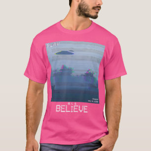 Glauben Ufo Vaporwave Synthwave 80er Retro Flying T-Shirt