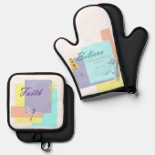 Glauben und Glauben Ofenhandschuh & Topflappen-Set (Vorderseite/Rückseite)
