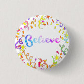 Glauben Wasserfarben Typografie Confetti Art Button (Vorderseite)