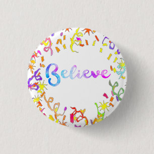Glauben Wasserfarben Typografie Confetti Art Button