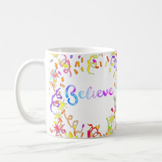 Glauben Wasserfarben Typografie Confetti Art Kaffeetasse (Links)