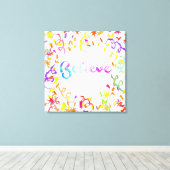 Glauben Wasserfarben Typografie Confetti Art Leinwanddruck (Insitu (Holzboden))