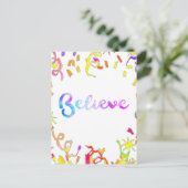 Glauben Wasserfarben Typografie Confetti Art Postkarte (Stehend Vorderseite)