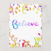 Glauben Wasserfarben Typografie Confetti Art Postkarte (Vorderseite)
