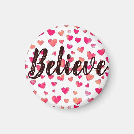 Glauben Wasserfarben Typografie Herz Art Magnet (Vorne)