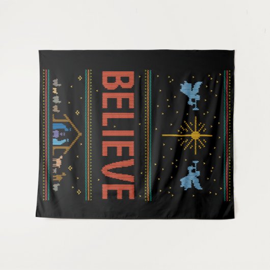 GLAUBEN Weihnachten Sweater Christlicher Gott Jesu Wandteppich (Vorderseite (Horizontal))