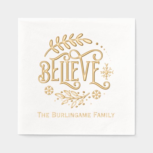 "Glauben" Weihnachtsgrüße mit Familienname Servietten Mit Folie (Vorderseite)