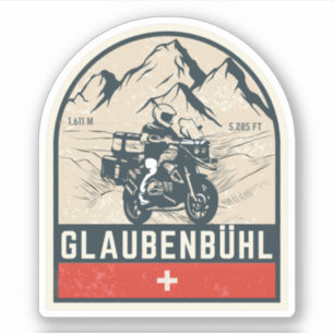 Glaubenbüelen Pass Schweizer Alpen Motorradtour Aufkleber
