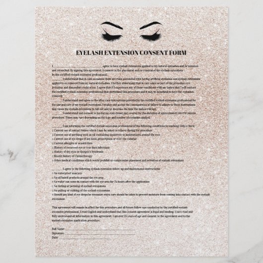 GLAUBENDE EYELASH EXTENSION CONSENT FORMULAR FLYER (Vorne)