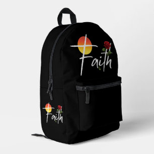 Glaubens-Typografie mit Rosen Bedruckter Rucksack