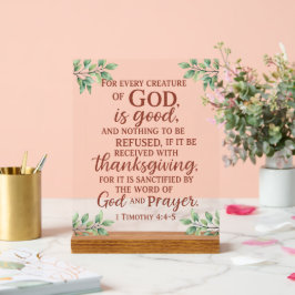 Glaubensbasierte Küche 1 Timothy 4:4 Bibel Ver Acrylschild