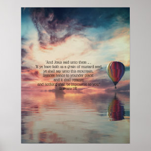 Glaubensbibelvers inspirierender Heißluftballon Poster