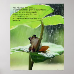 Glaubensbibelvers inspirierender süßer grüner Fros Poster