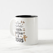 Glaubenskaffee und Jesus Essentials Religiöse Zweifarbige Tasse (Vorderseite Links)