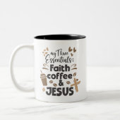 Glaubenskaffee und Jesus Essentials Religiöse Zweifarbige Tasse (Links)