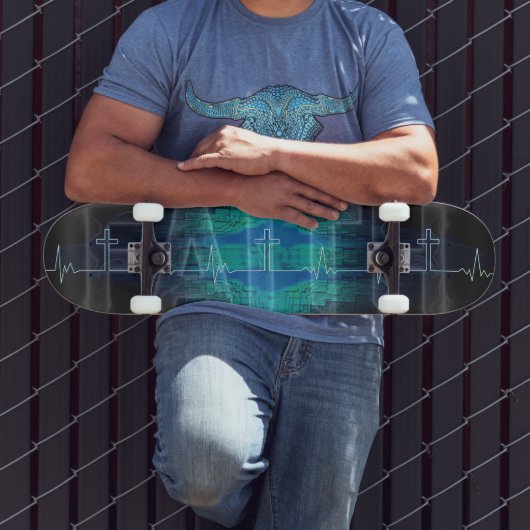 Glaubenskreuz Herzschlag Skateboard (Außenbereich 3)