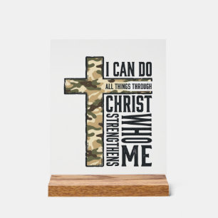 Glaubenskreuz Ich kann alle Dinge christliches Shi Acrylschild